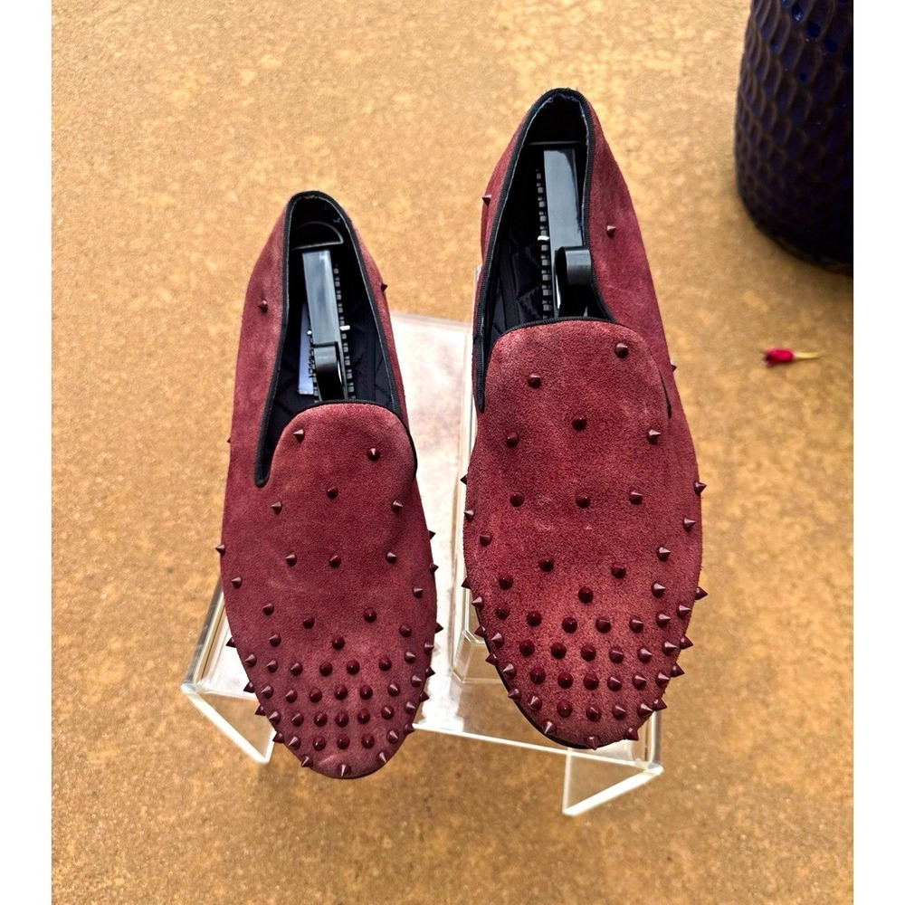 VTG CASCOHI Mens 10.5 Leather Spike Studded Goth Punk Indie Sleaze Burgundy